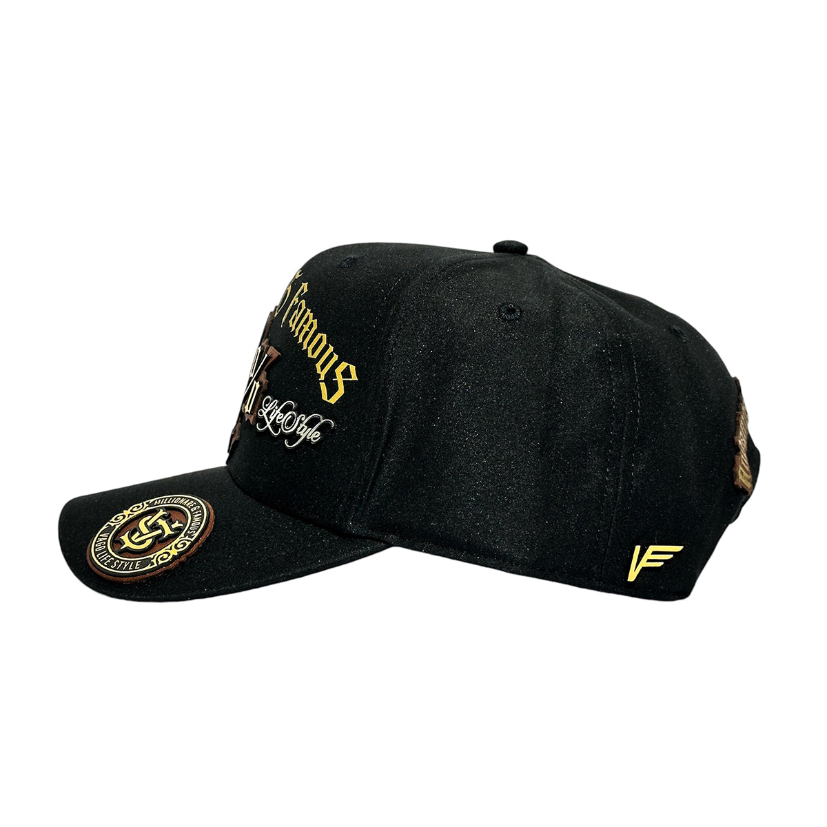 VAGO Style 1% Gorra Unica Artesanal Negra Ajustable con Visera Curva-Unitalla