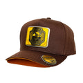 VAGO Style BALLENITA Gorra Unica Artesanal Café Ajustable con Visera Curva con Amarillo Bajo Visera-