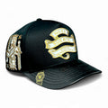 VAGO BARAJA DE ORO Gorra Visera Curva Negra Imitación Piel-Unitalla