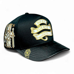 VAGO BARAJA DE ORO Gorra Visera Curva Negra Imitación Piel-Unitalla