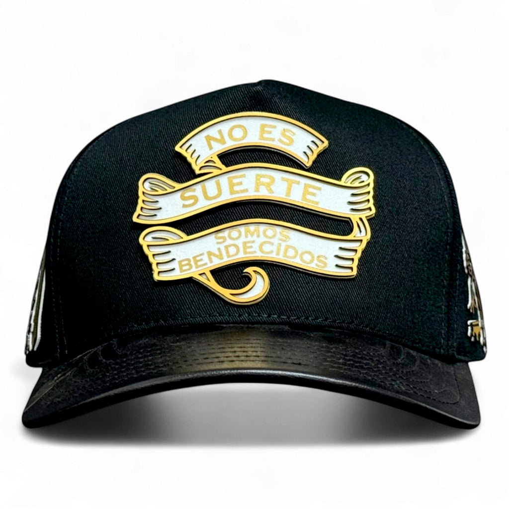 VAGO BARAJA DE ORO Gorra Visera Curva Negra Imitación Piel-Unitalla
