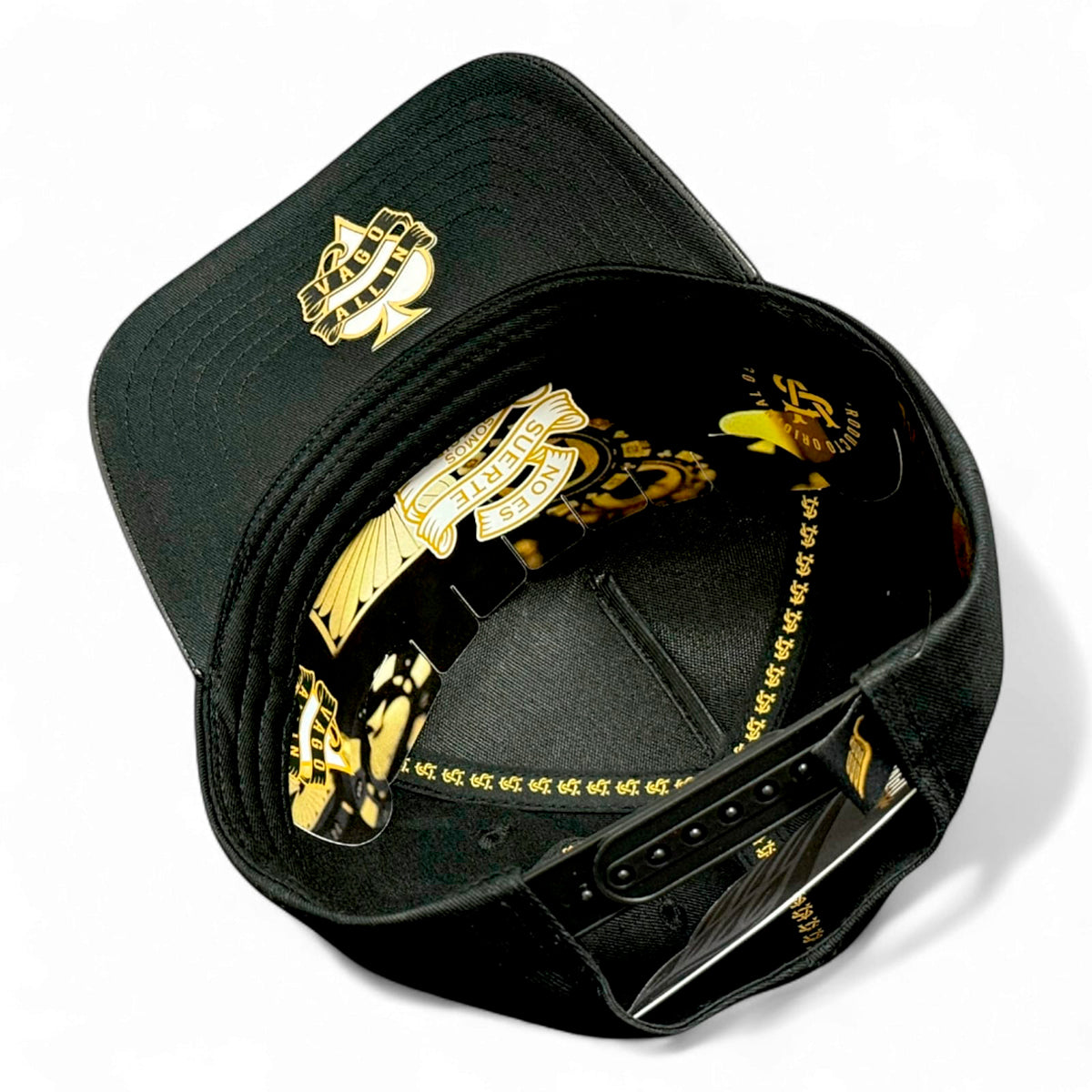 VAGO BARAJA DE ORO Gorra Visera Curva Negra Imitación Piel-Unitalla
