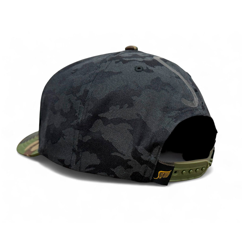 VAGO Style LA PANTERA Gorra Camuflaje Negro con Verde Visera Curva