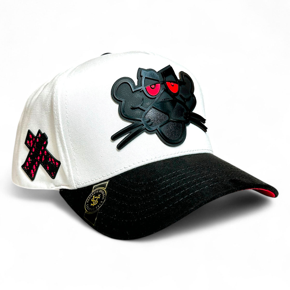 VAGO Style LA PANTERA Gorra Blanca Ajustable Negra-Unitalla