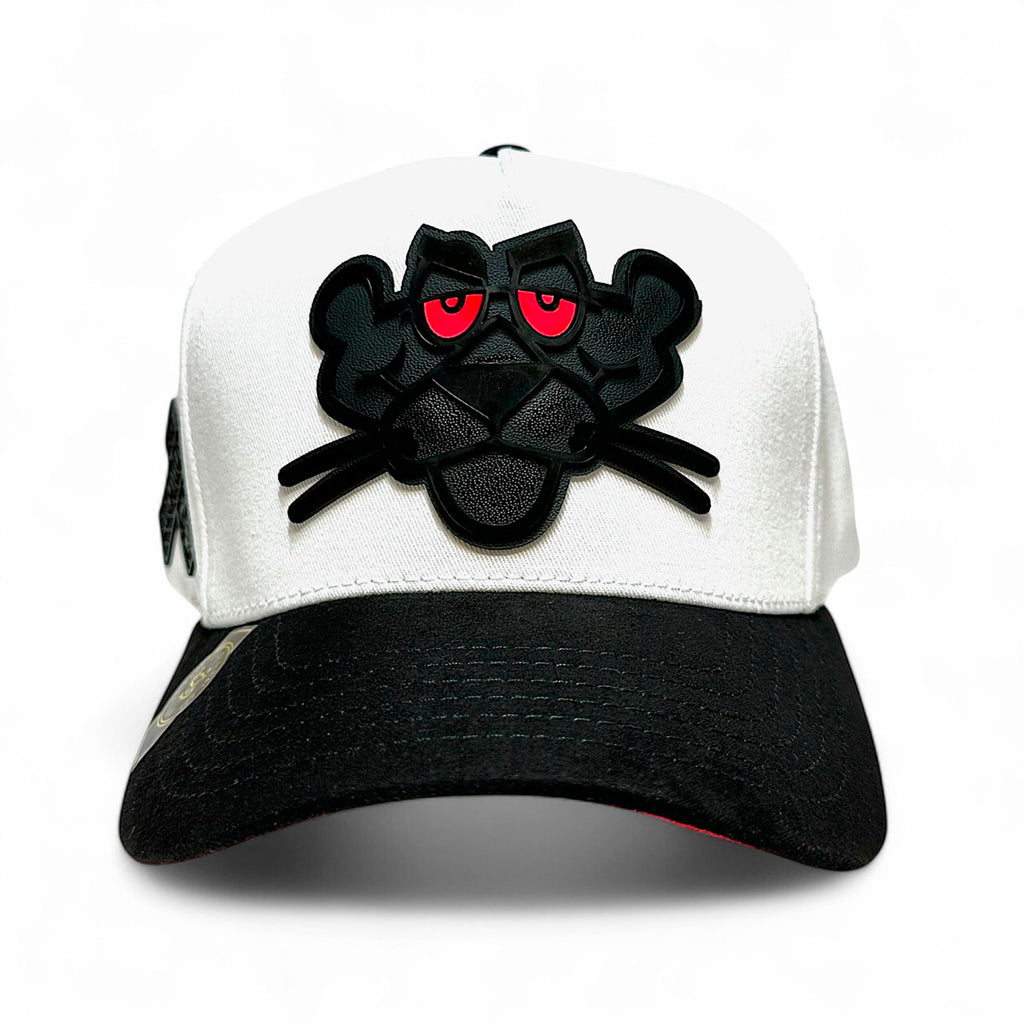VAGO Style LA PANTERA Gorra Blanca Ajustable Negra-Unitalla