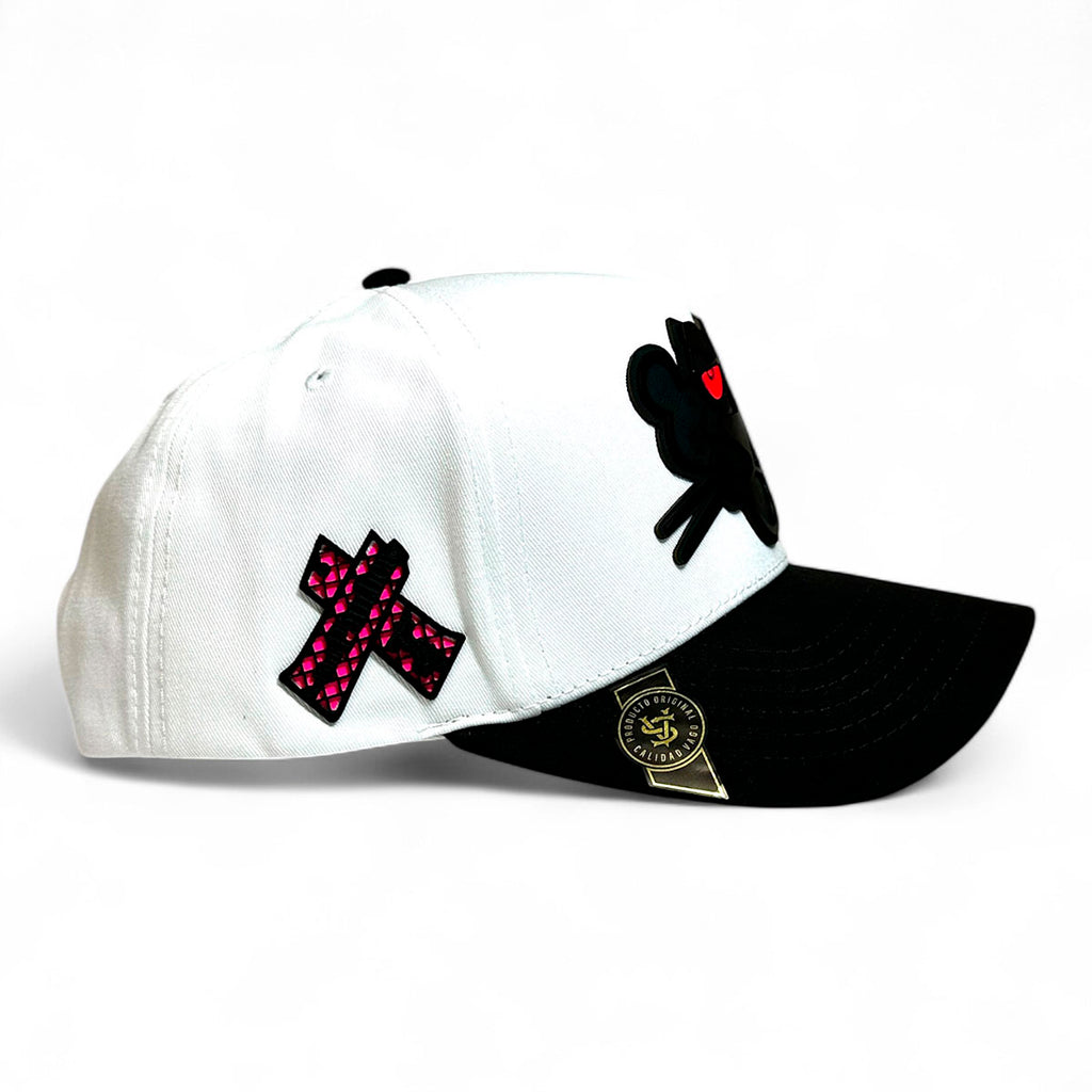 VAGO Style LA PANTERA Gorra Blanca Ajustable Negra-Unitalla