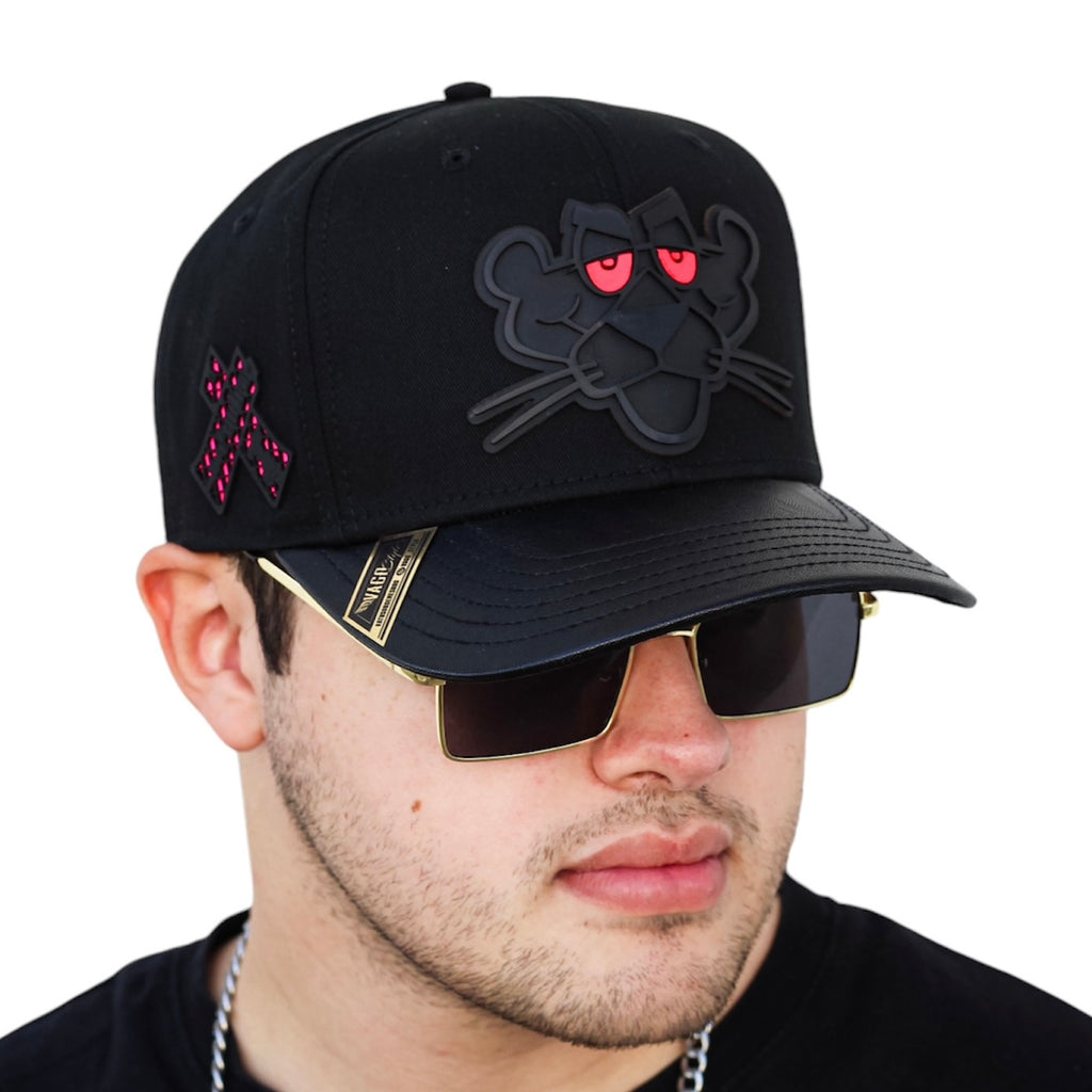 Gorra VAGO Style LA PANTERA Black LA ORIGINAL Negra Visera Curva de Piel-Unitalla