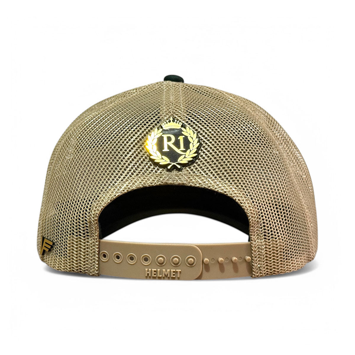 VAGO Style CARO COMO QUINTERO Gorra Unica Artesanal Verde Obscuro y Malla Dorada Ajustable con Viser