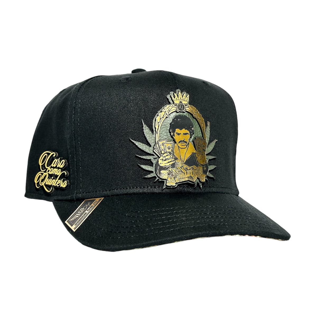 VAGO Style CARO COMO QUINTERO Gorra Unica Artesanal Negra Ajustable con Visera Curva con Estampado B