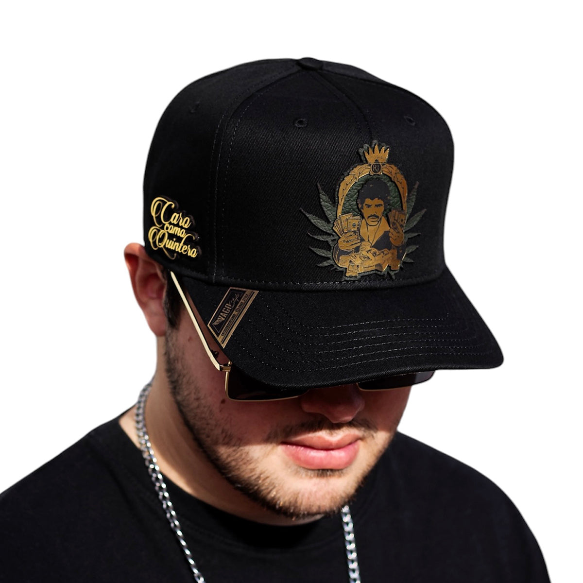 Gorra VAGO Style FLOR DIVINA Negra Gamuza Visera Curva-Unitalla