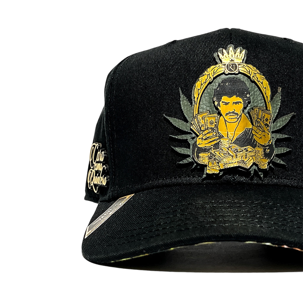 Gorra VAGO Style FLOR DIVINA Negra Gamuza Visera Curva-Unitalla