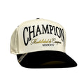 VAGO Style CHAMPION Gorra Unica Artesanal Marfil Ajustable con Visera Curva Negra-Unitalla
