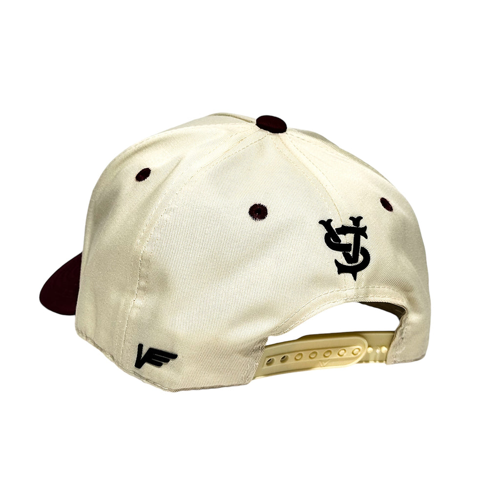 VAGO Style CHAMPION Gorra Unica Artesanal Marfil Ajustable con Visera Curva Negra-Unitalla