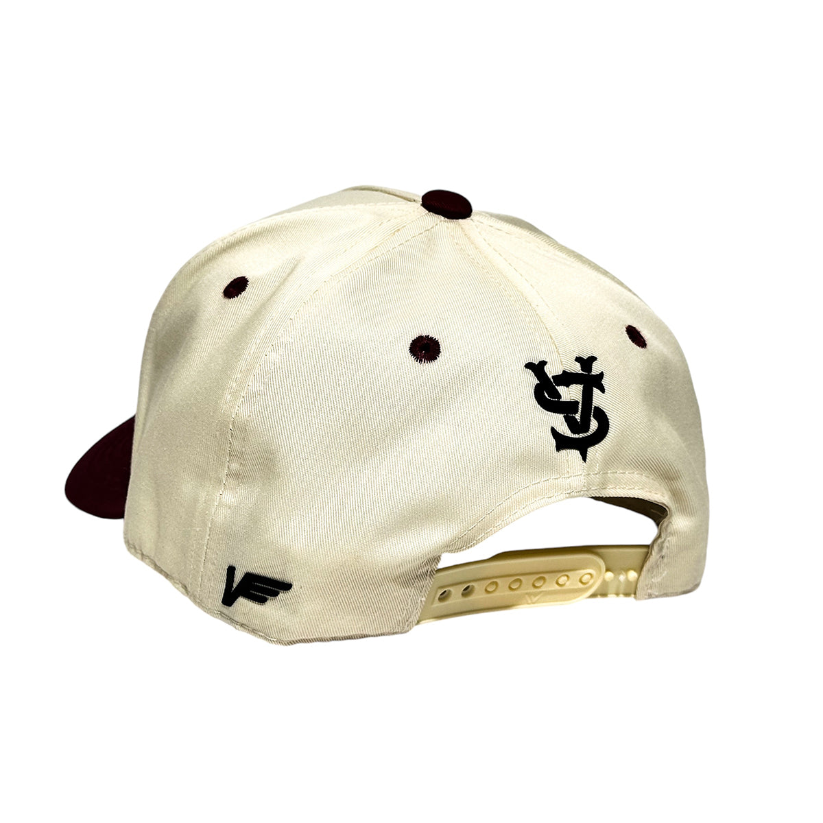 VAGO Style CHAMPION Gorra Unica Artesanal Marfil Ajustable con Visera Curva Negra-Unitalla