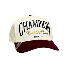 VAGO Style CHAMPION Gorra Unica Artesanal Marfil Ajustable con Visera Curva Tinta-Unitalla