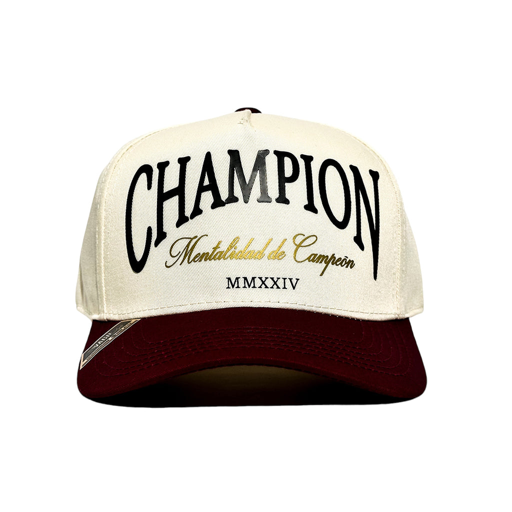 VAGO Style CHAMPION Gorra Unica Artesanal Marfil Ajustable con Visera Curva Tinta-Unitalla