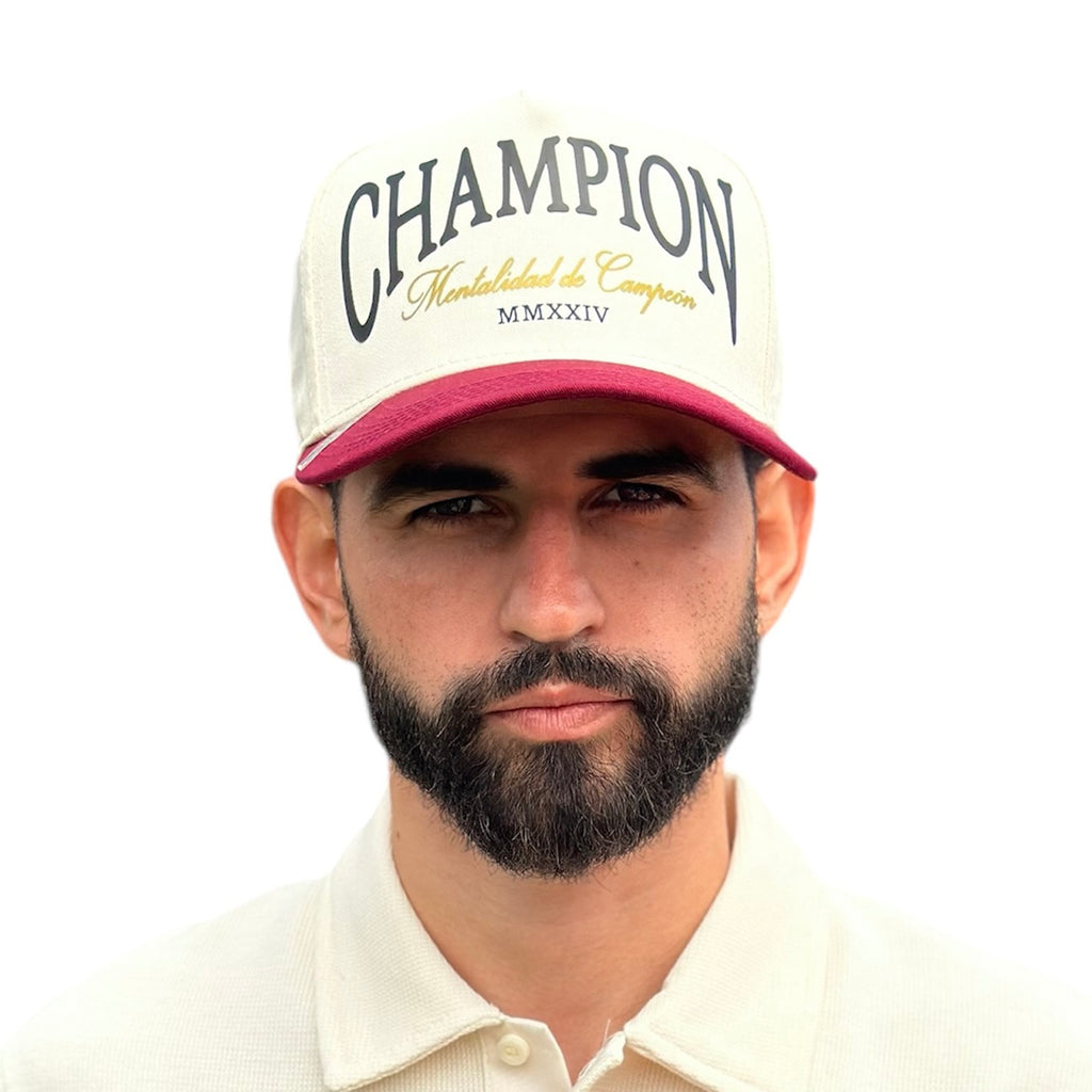VAGO Style CHAMPION Gorra Unica Artesanal Marfil Ajustable con Visera Curva Tinta-Unitalla