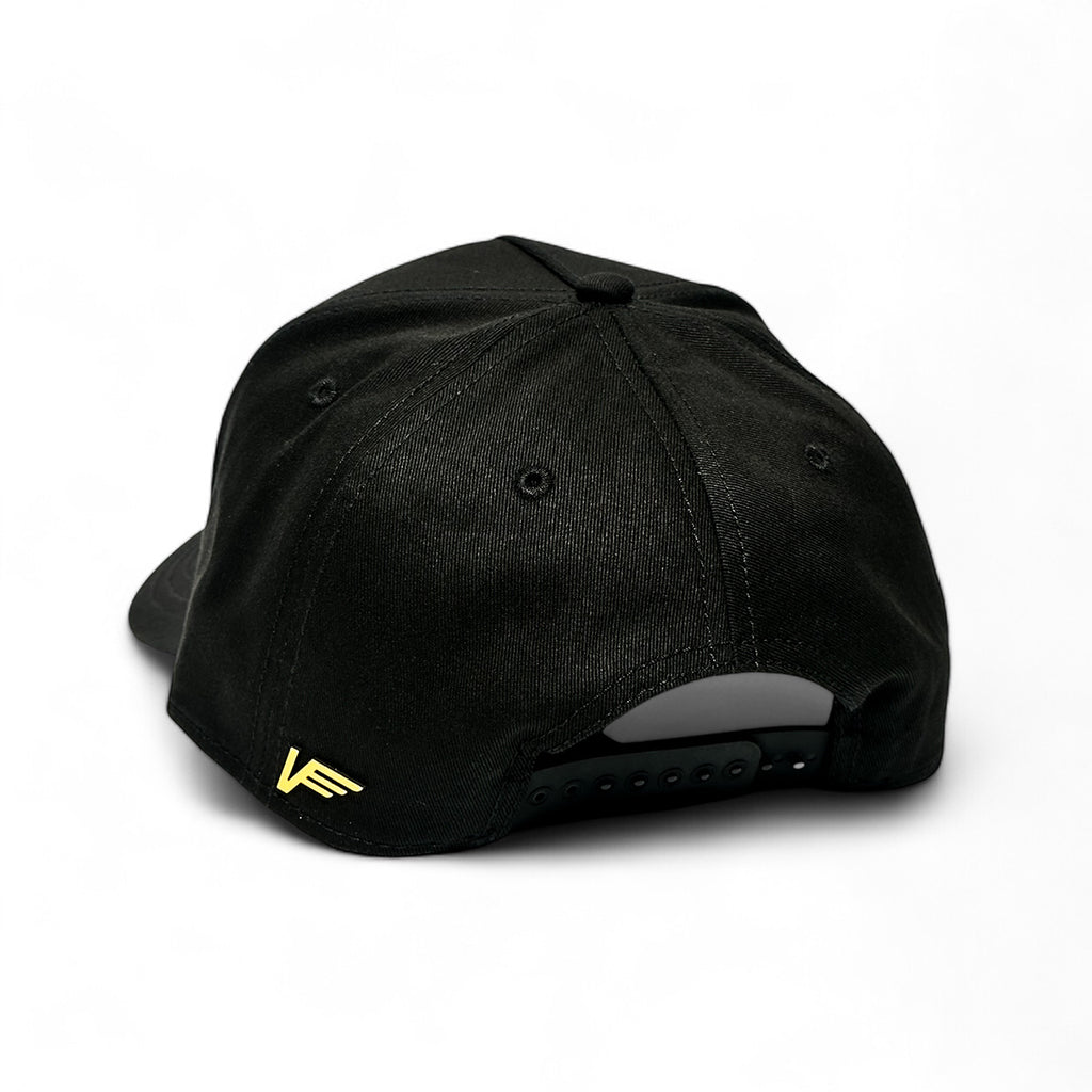 VAGO Style COMO LA FLOR Gold Gorra Unica Artesanal Negra Ajustable con Visera Curva-Unitalla