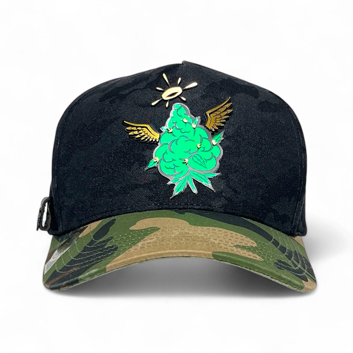 Gorra VAGO Style FLOR DIVINA Camuflaje Negro Visera Verde-Unitalla