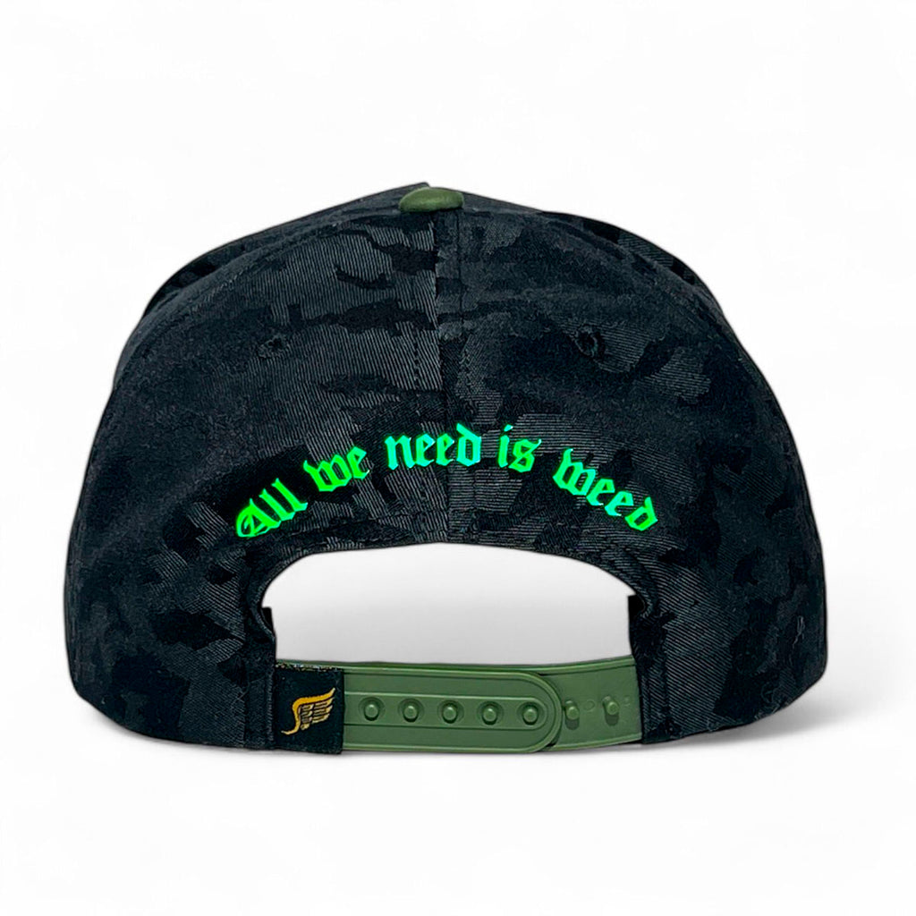 Gorra VAGO Style FLOR DIVINA Camuflaje Negro Visera Verde-Unitalla