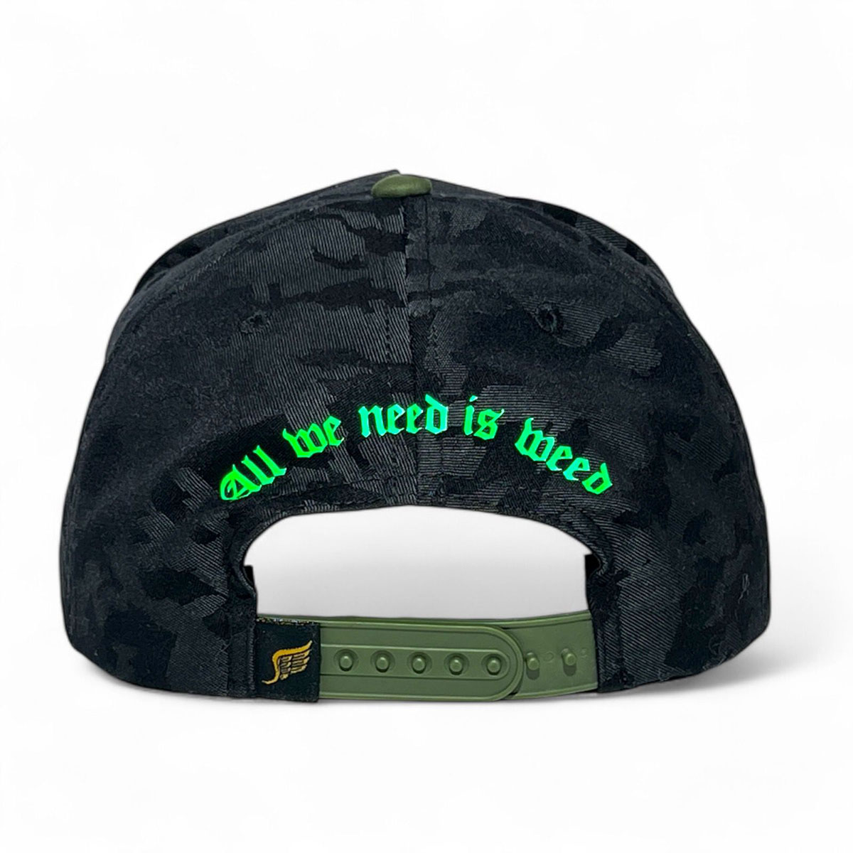 Gorra VAGO Style FLOR DIVINA Camuflaje Negro Visera Verde-Unitalla