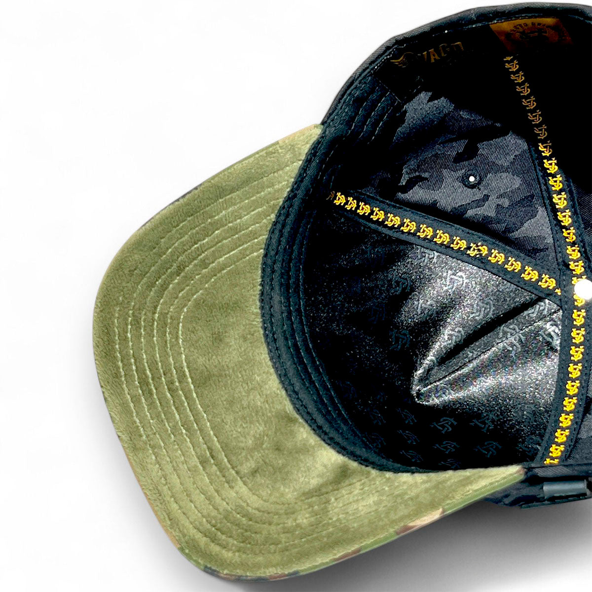 Gorra VAGO Style FLOR DIVINA Camuflaje Negro Visera Verde-Unitalla