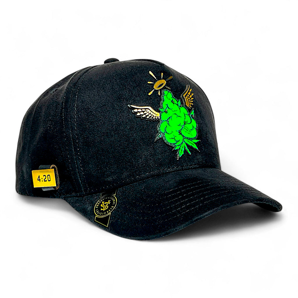 Gorra VAGO Style FLOR DIVINA Negra Gamuza Visera Curva-Unitalla