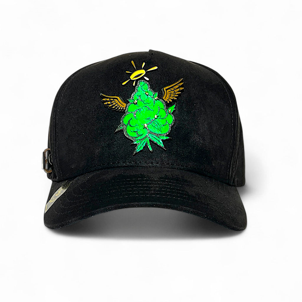 Gorra VAGO Style FLOR DIVINA Negra Gamuza Visera Curva-Unitalla