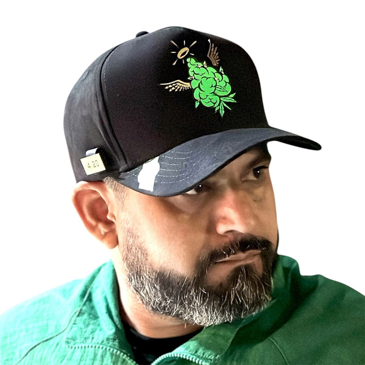 Gorra VAGO Style FLOR DIVINA Negra Gamuza Visera Curva-Unitalla