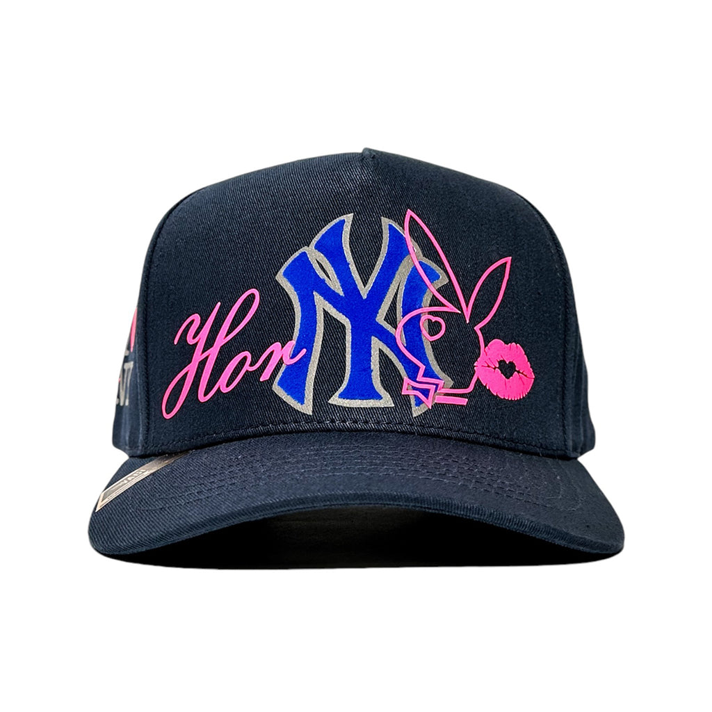 VAGO Style HORNY Gorra Unica Artesanal Azul Marino Ajustable con Visera Curva-Unitalla