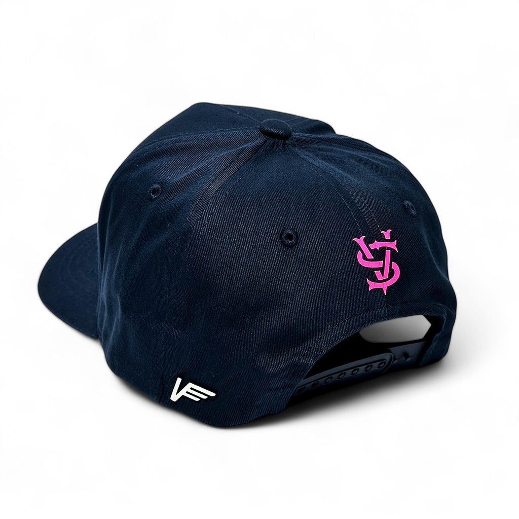 VAGO Style HORNY Gorra Unica Artesanal Azul Marino Ajustable con Visera Curva-Unitalla