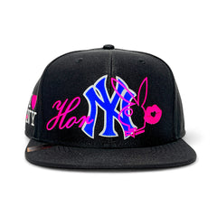 VAGO Style HORNY Gorra Unica Artesanal Negra Ajustable con Visera Plana-Unitalla
