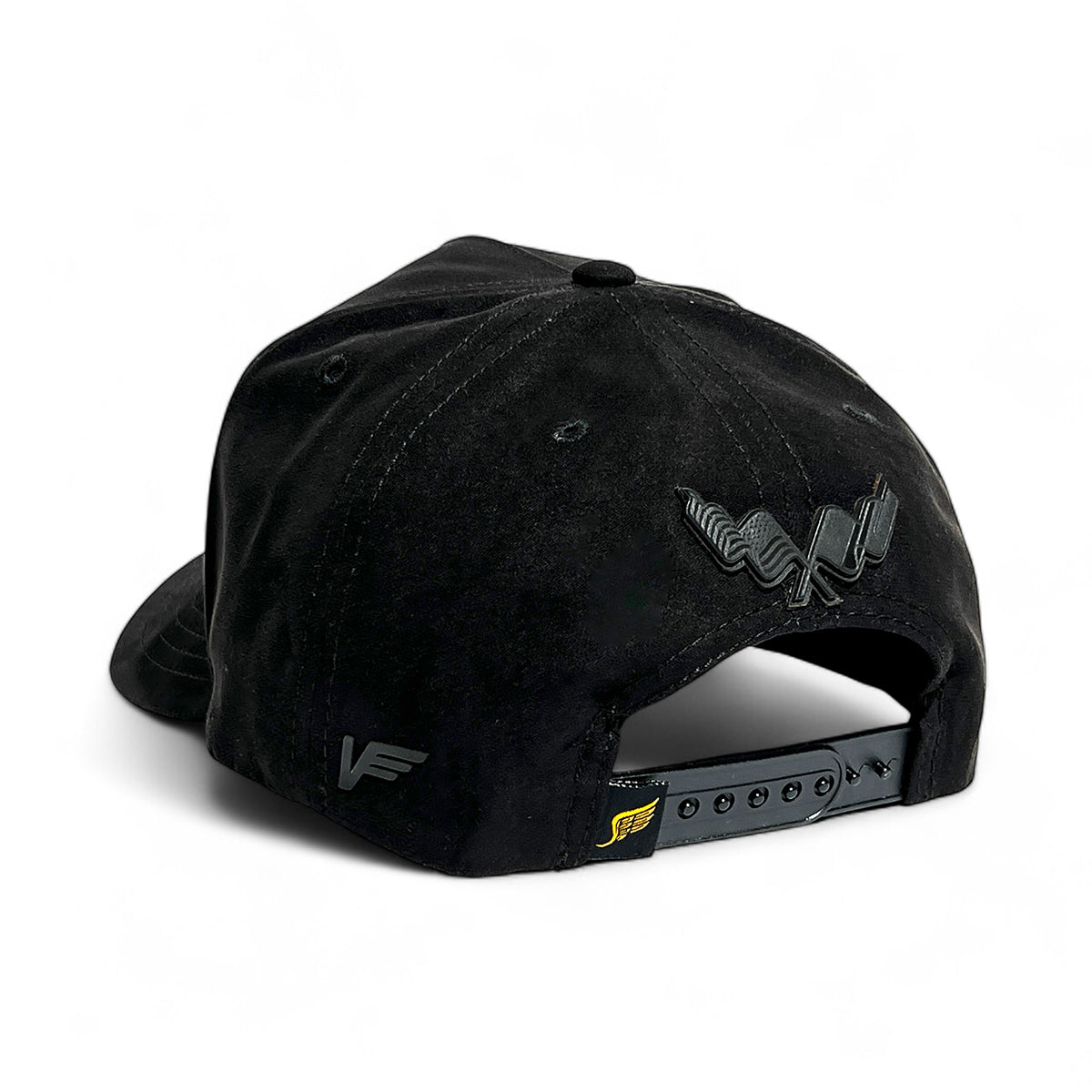 VAGO Style LA MX Gorra Unica Artesanal Negra de Gamuza Ajustable con Visera Curva con Rojo Bajo Vise