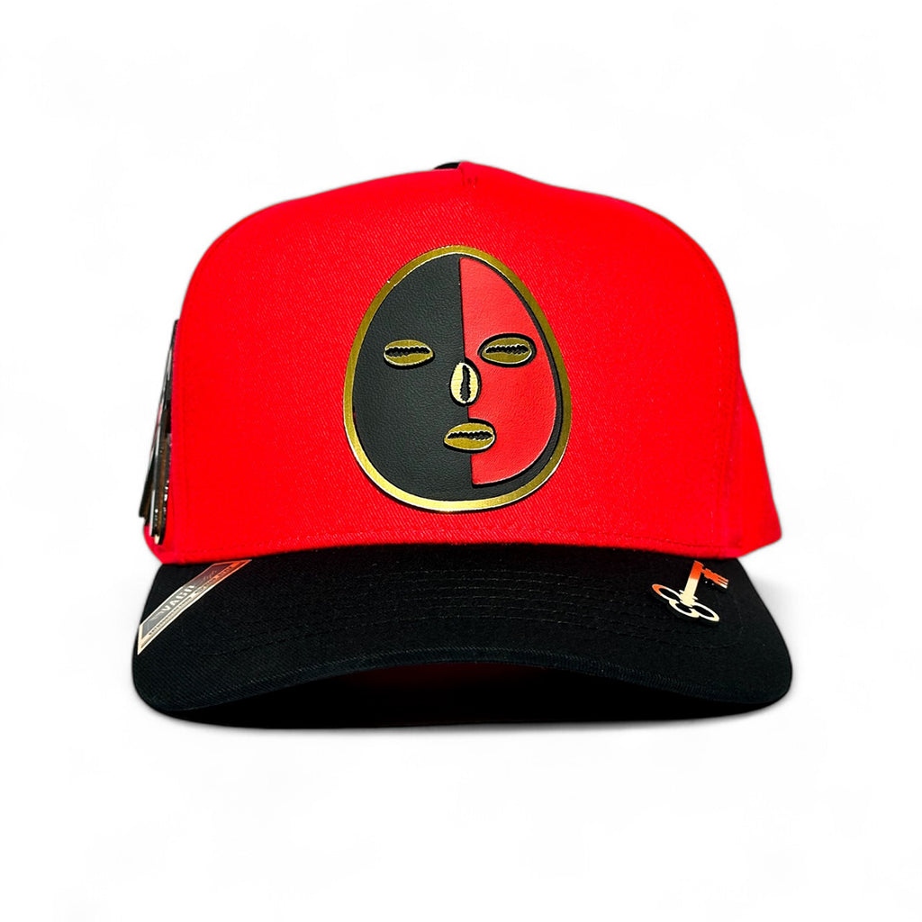 VAGO Style ELEGGUA Gorra Unica Artesanal Roja Ajustable con Visera Curva Negra-Unitalla