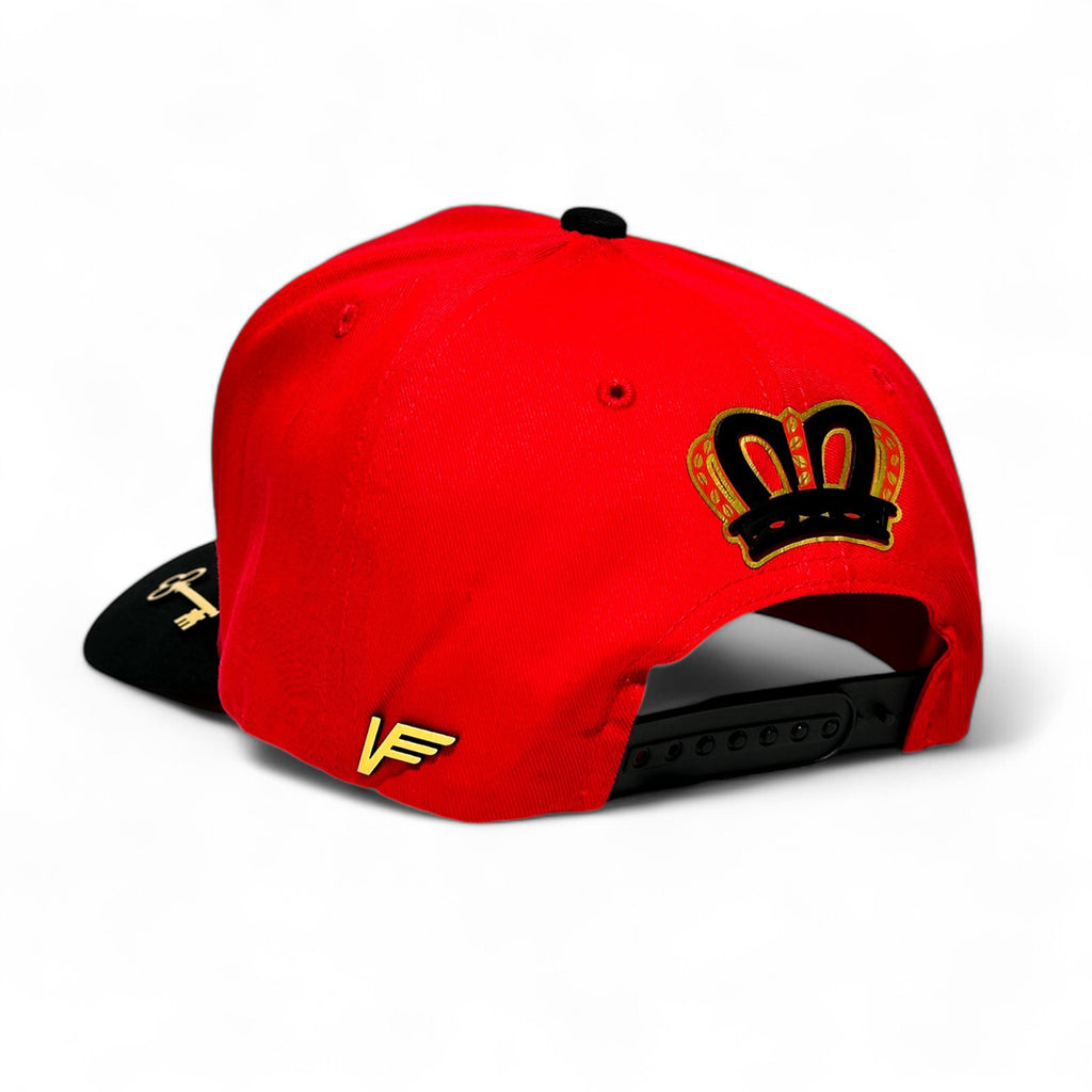 VAGO Style ELEGGUA Gorra Unica Artesanal Roja Ajustable con Visera Curva Negra-Unitalla