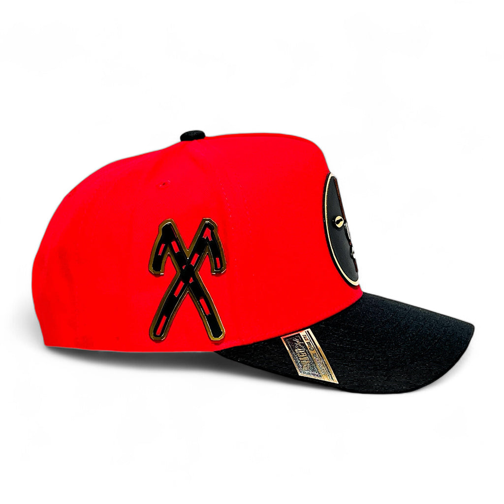 VAGO Style ELEGGUA Gorra Unica Artesanal Roja Ajustable con Visera Curva Negra-Unitalla