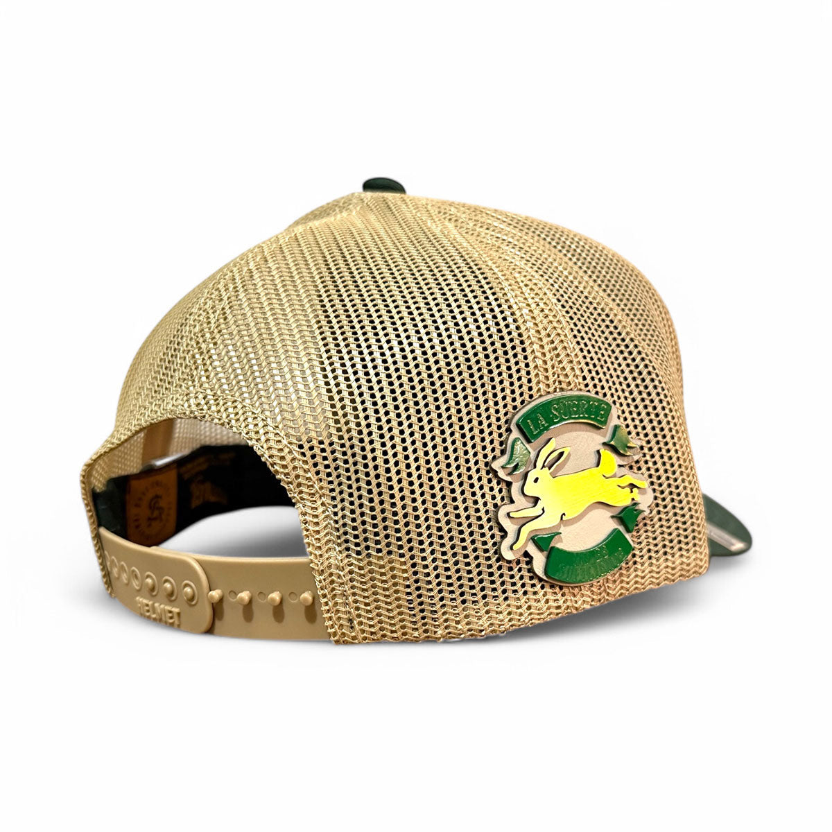 Gorra VAGO Style LUCKY Trébol Verde Obscuro con Malla Dorada Visera Curva-Unitalla