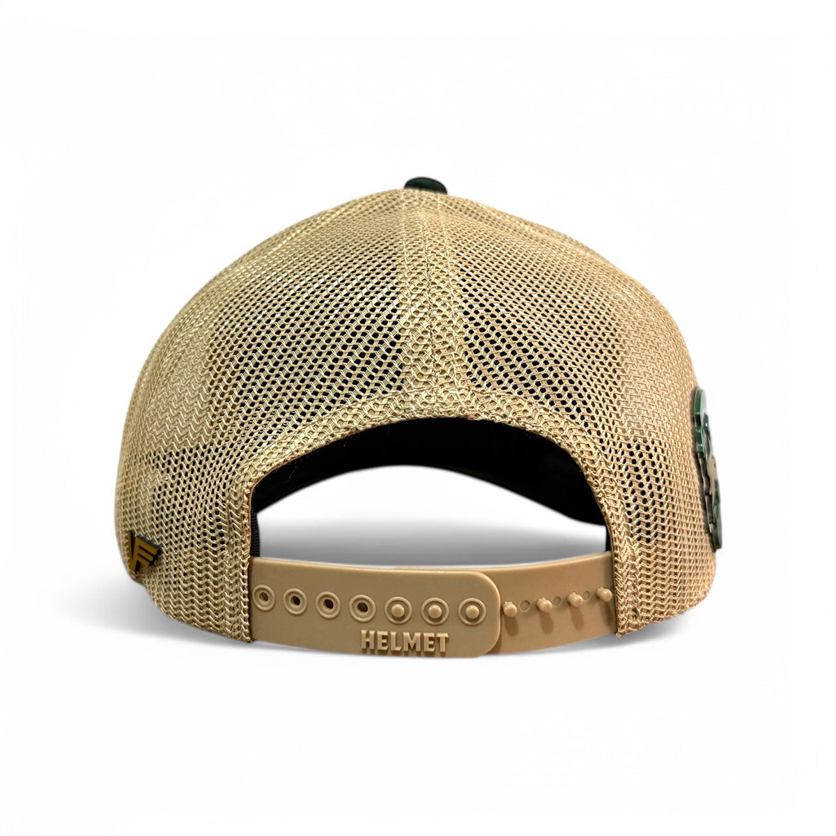Gorra VAGO Style LUCKY Trébol Verde Obscuro con Malla Dorada Visera Curva-Unitalla