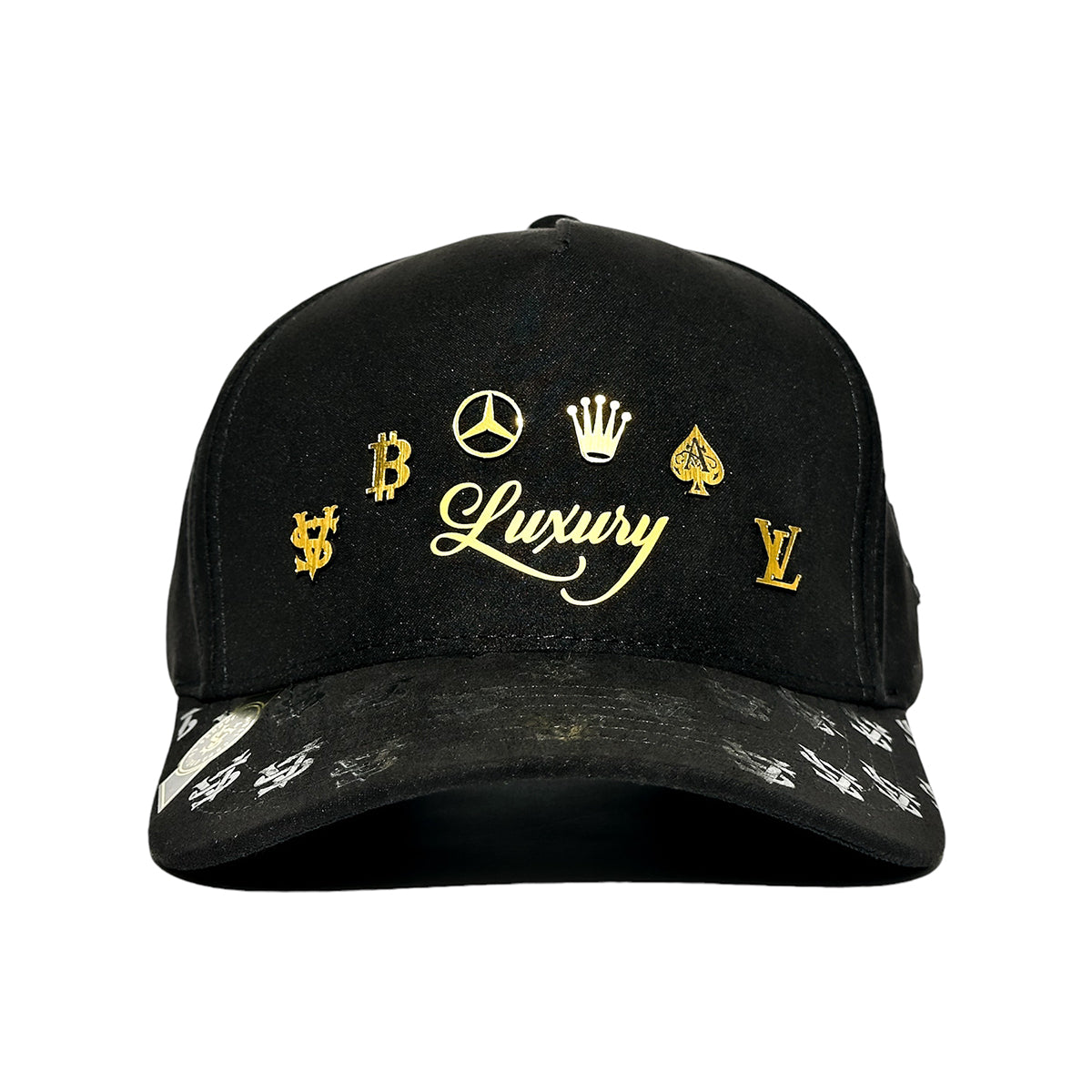 VAGO Style LUXURY Gorra Unica Artesanal Negra de Gamuza Ajustable con Visera Curva-Unitalla