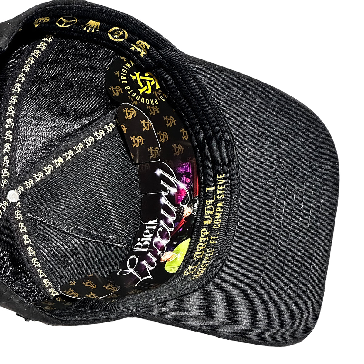 VAGO Style LUXURY Gorra Unica Artesanal Negra de Gamuza Ajustable con Visera Curva-Unitalla