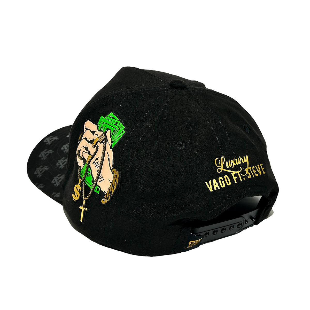 VAGO Style LUXURY Gorra Unica Artesanal Negra de Gamuza Ajustable con Visera Curva-Unitalla