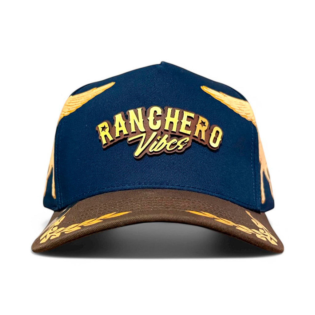 VAGO RANCHERO VIBES Gorra Visera Curva Azul Marino con Café-Unitalla