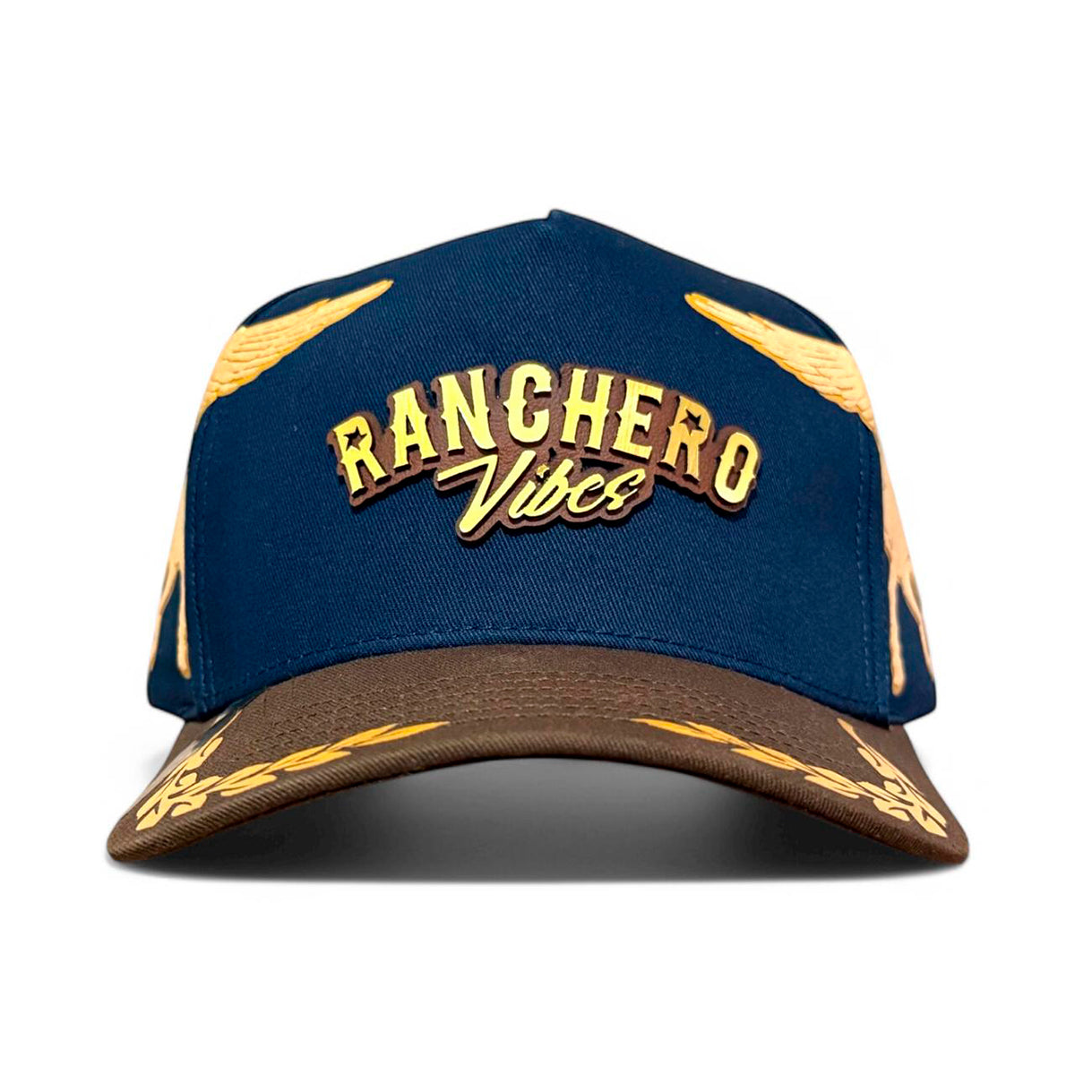 VAGO RANCHERO VIBES Gorra Visera Curva Azul Marino con Café-Unitalla