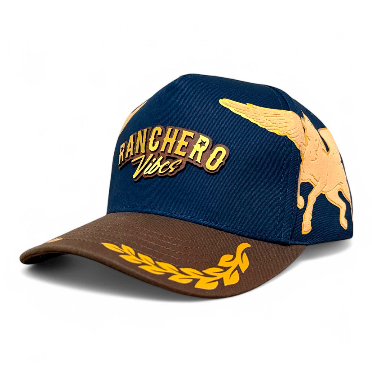 VAGO RANCHERO VIBES Gorra Visera Curva Azul Marino con Café-Unitalla
