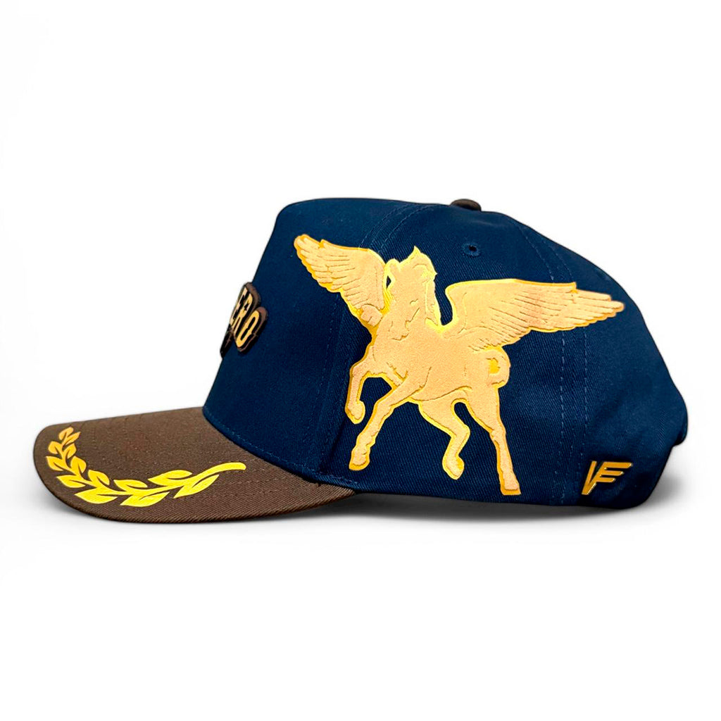 VAGO RANCHERO VIBES Gorra Visera Curva Azul Marino con Café-Unitalla