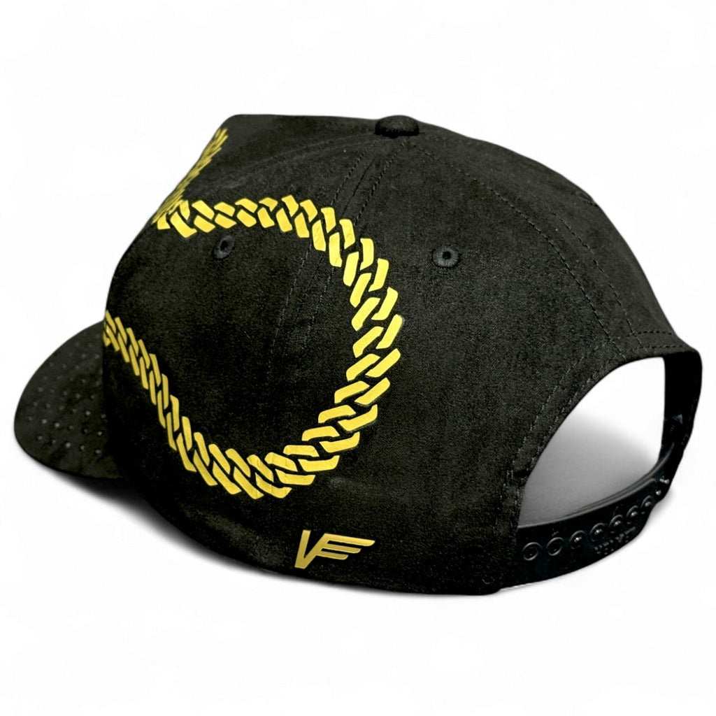 Gorra Vago Style San Judas Diamond Negra Cadena Dorada