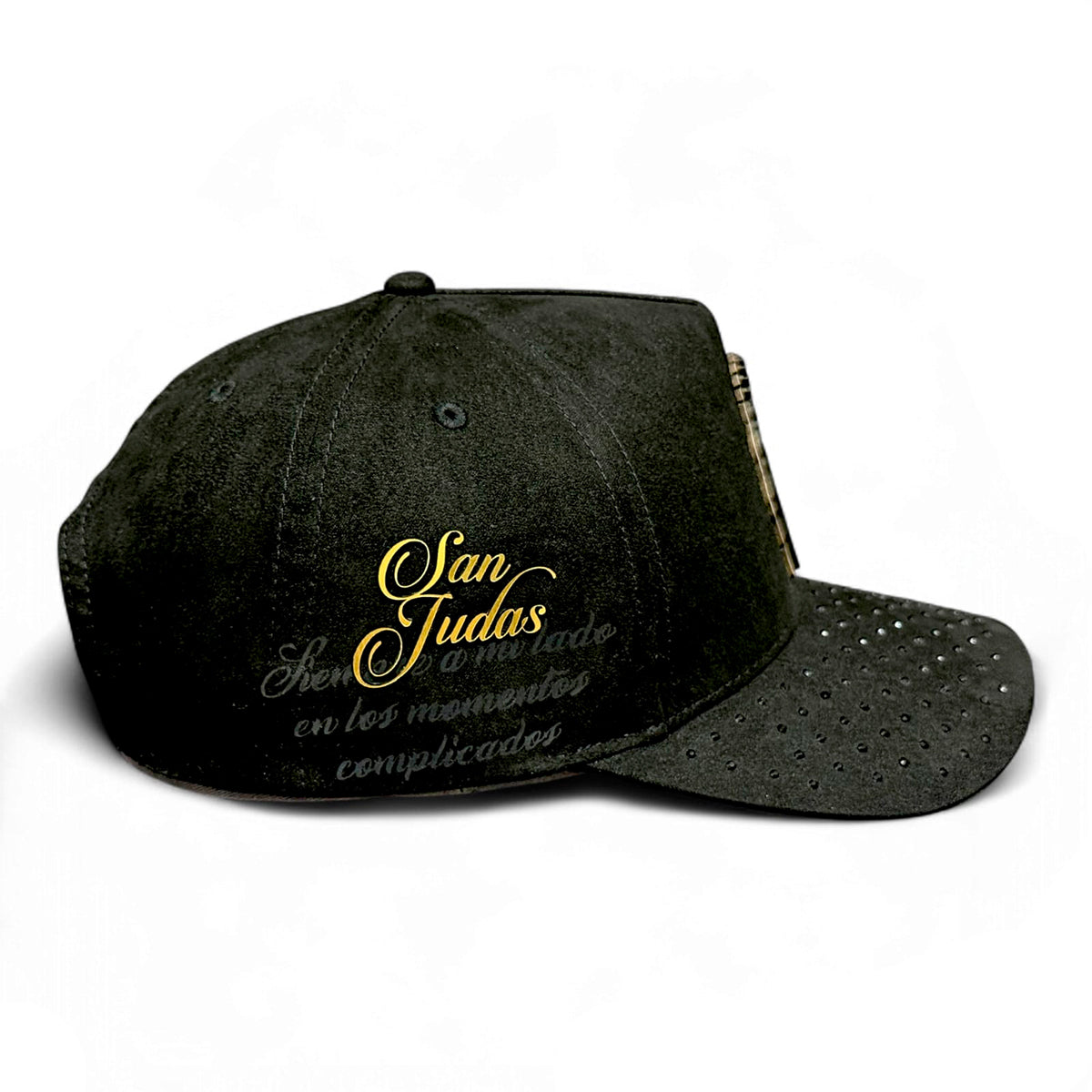 Gorra Vago Style San Judas Diamond Negra Cadena Dorada