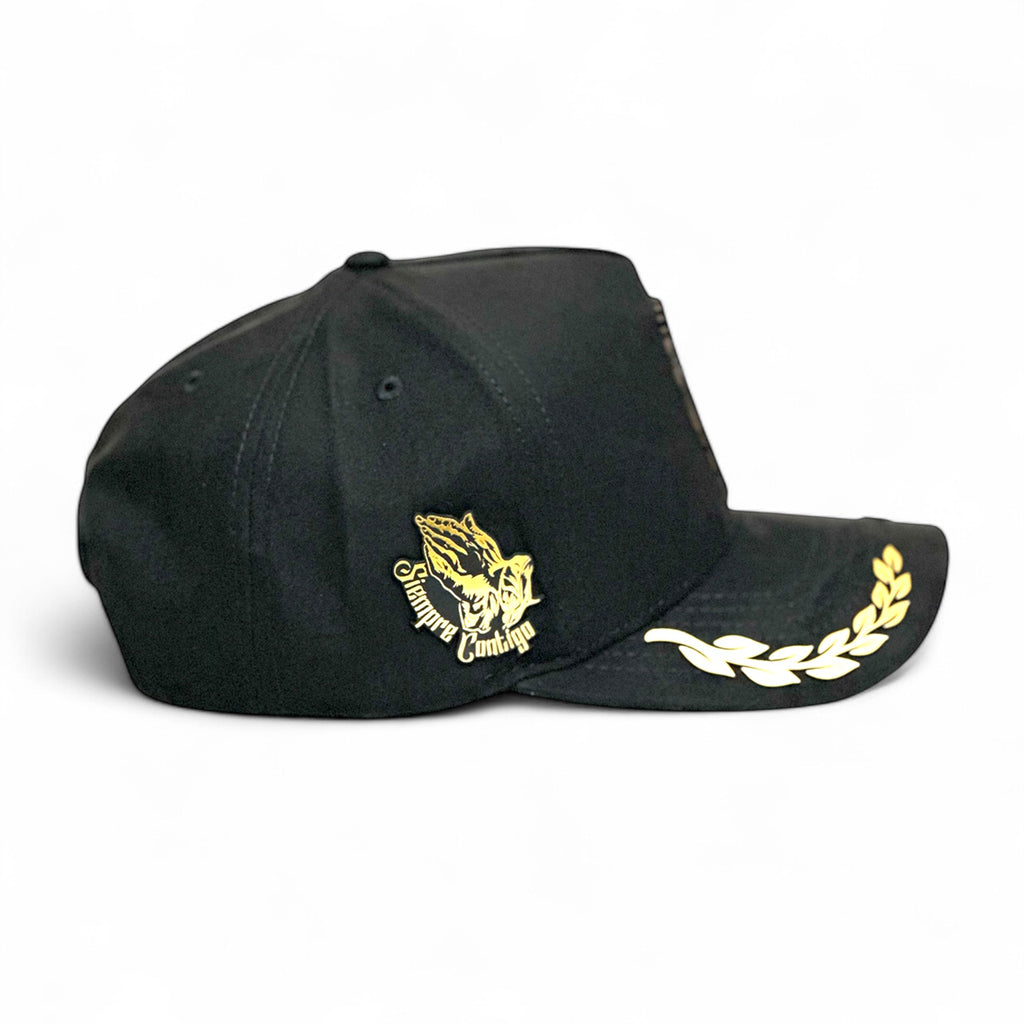Gorra Vago Style San Judas Placa Dorada Snapback Negra-Unitalla