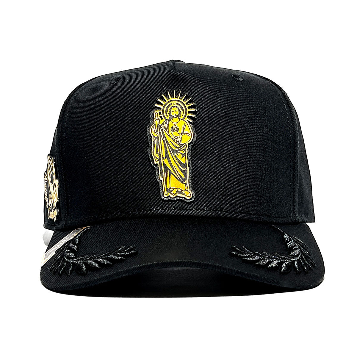Gorra San Judas negra Vago Style con detalles dorados