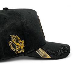 VAGO Style SAN JUDAS Gorra Unica Artesanal Negra Ajustable con Visera Curva con Laureles Negros-Unit